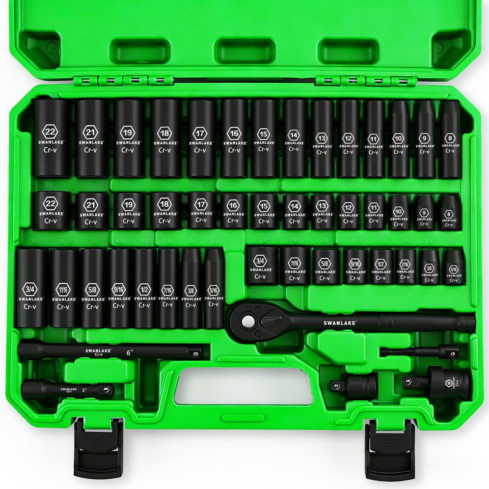 SWANLAKE 50-piece socket set full collection ready for complete automotive tasks