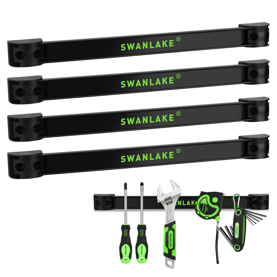 Swanlake Tools magnetic strip 12in wall mount holds hand tools securely for easy access.