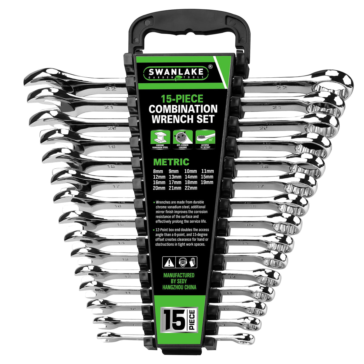Swanlake wrench set 8-22mm with storage rack for easy tool access