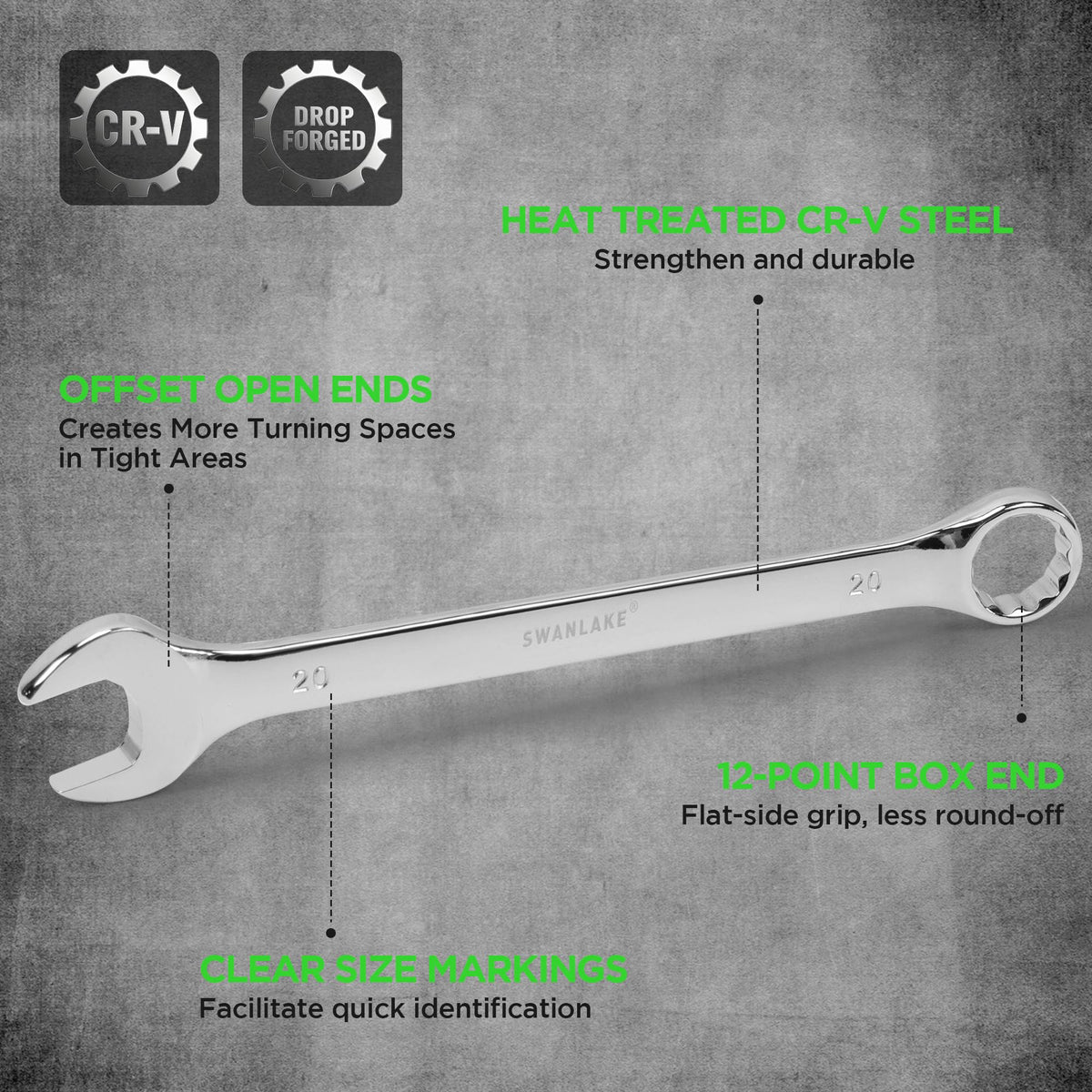 Swanlake anti-wear ends grip four bolt planes for durability