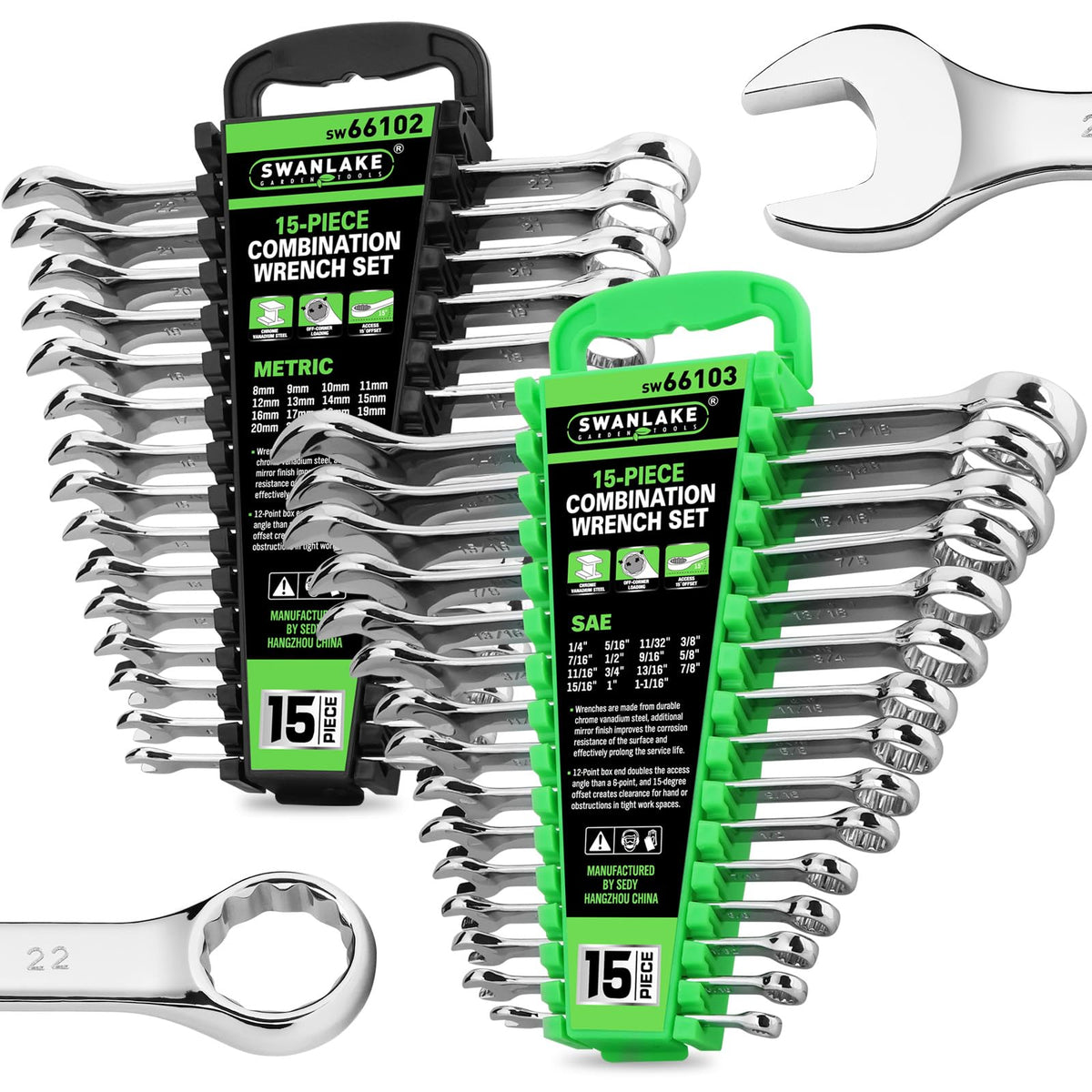 SWANLAKE Wrench Set showing full metric and SAE coverage for mechanical repairs