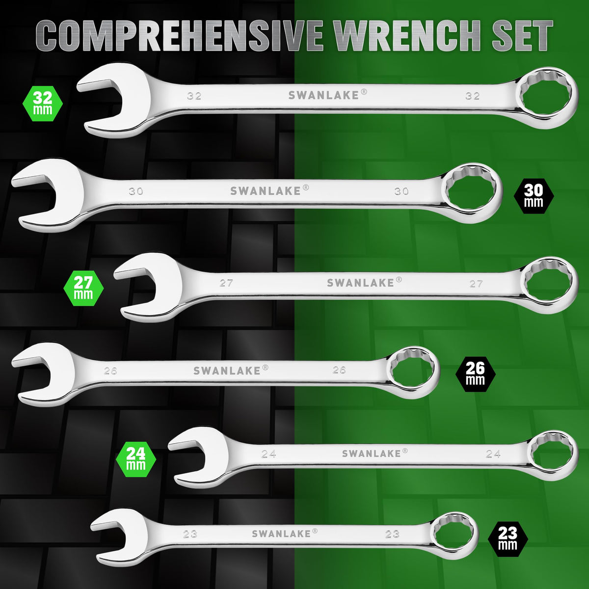 SWANLAKE wrench set metric-standard range enables versatile automotive repairs.