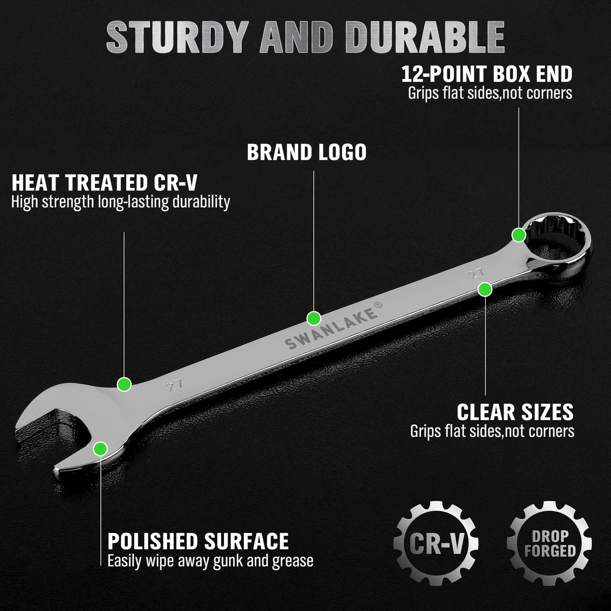 SWANLAKE wrench set 12-point offset box-end aids precise fastener engagement.