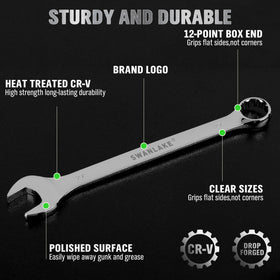 SWANLAKE wrench set 12-point offset box-end aids precise fastener engagement.