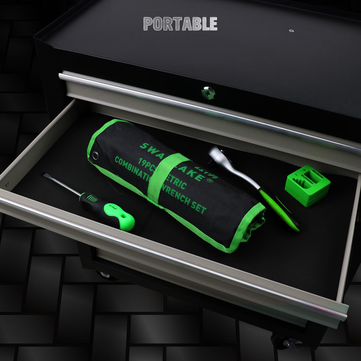 Swanlake wrench set professional organization keeps tools secure in a rolling pouch