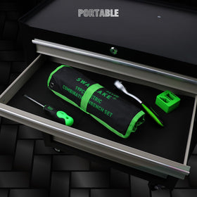 Swanlake wrench set professional organization keeps tools secure in a rolling pouch