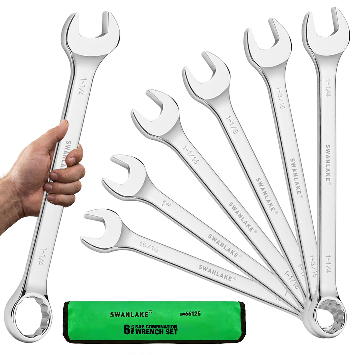 SWANLAKE Wrench Set with rolling pouch for easy transport