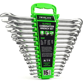 Swanlake 15-piece wrench set with storage rack organizing tools for quick access