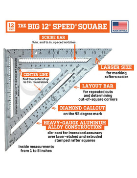 Swanson Big 12 Speed Square layout bar with hardware for repeated cuts