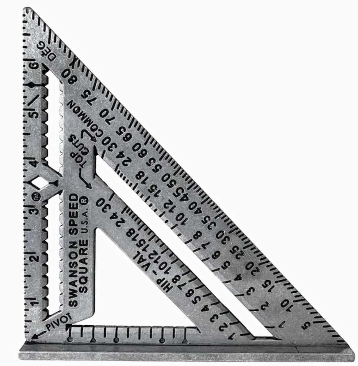 Swanson Speed Square Pro 7 shows double-wall layout for accurate framing.