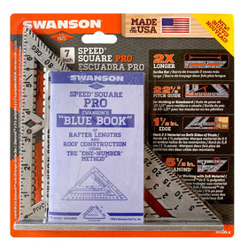 Swanson Speed Square Pro 7 guides along walls for fast, repeatable marks.