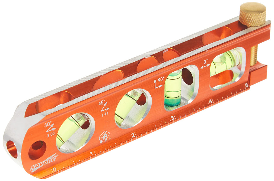 Swanson TL041M Savage level with bright vial ports for easy readings on site.