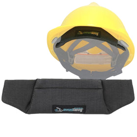 SweatHawg hard hat liner with absorbent core for quick sweat pickup on hot jobs
