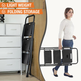 Sweetcrispy folding 3-step ladder is lightweight and portable for chores