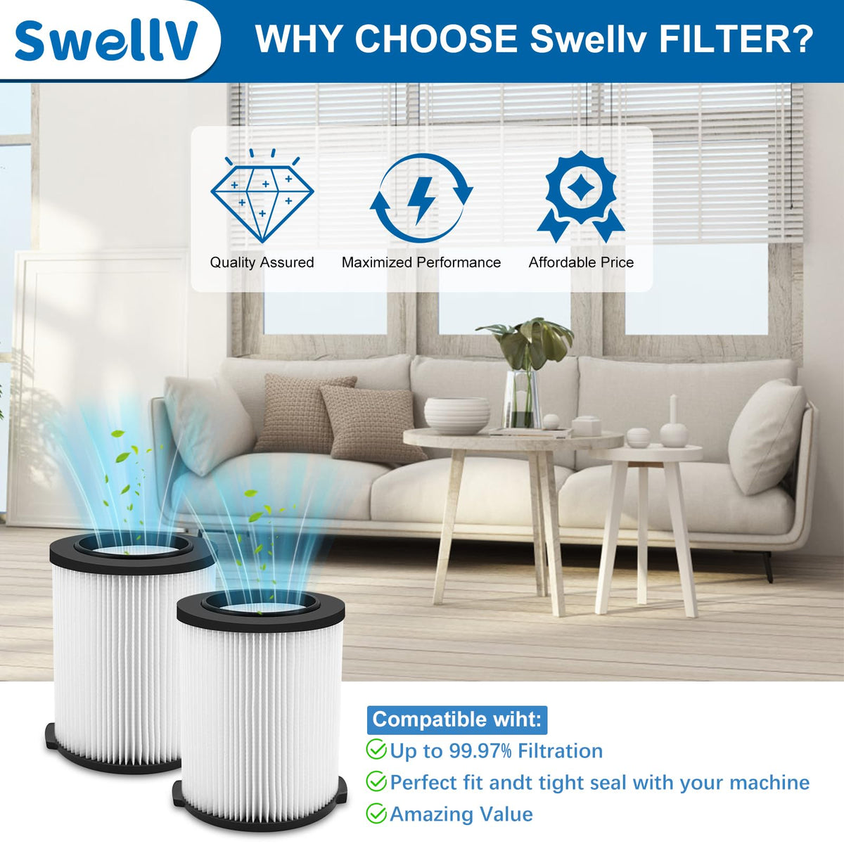 SwellV VF4000 filter capturing dust and debris to prevent clogging