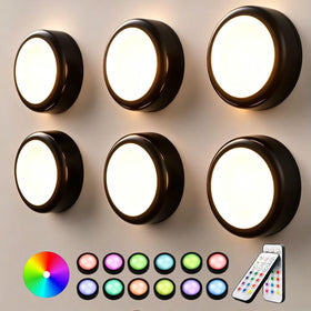 Swesara push lights pack front view for versatile, cord-free room illumination