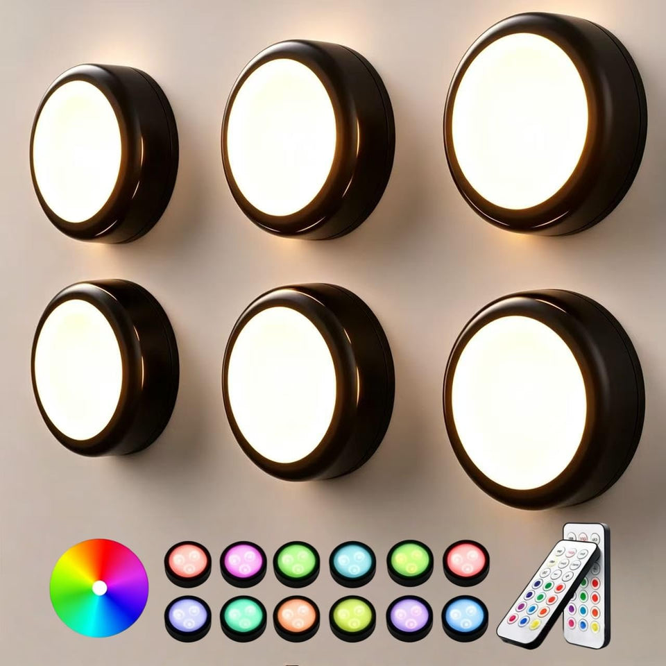Swesara push lights pack front view for versatile, cord-free room illumination