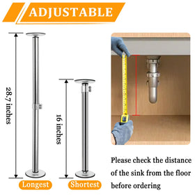 Swess adjustable sink legs height range enables precise leveling.