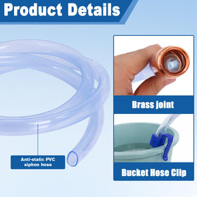 Swess gas siphon hose side view highlights its 6 ft reach.