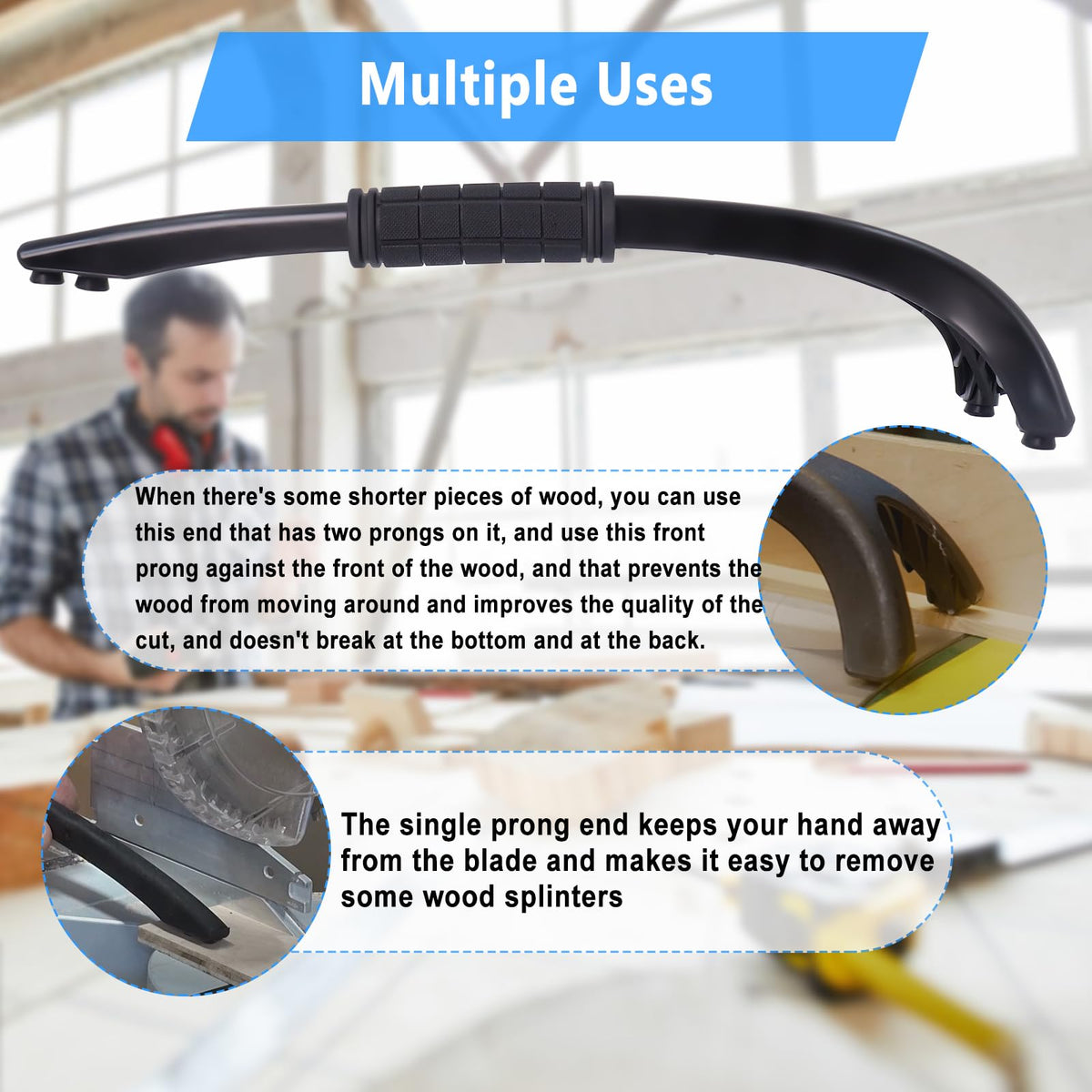 Swess hold-down stick single prong cleans debris during work