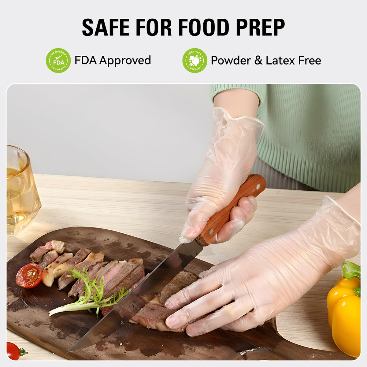 SWIFTLITE food-safe vinyl gloves for kitchen use with reliable grip