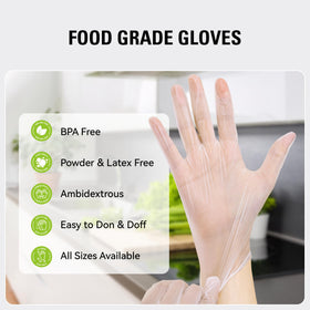 SWIFTLITE food-safe vinyl gloves provide reliable grip with hot or cold ingredients.