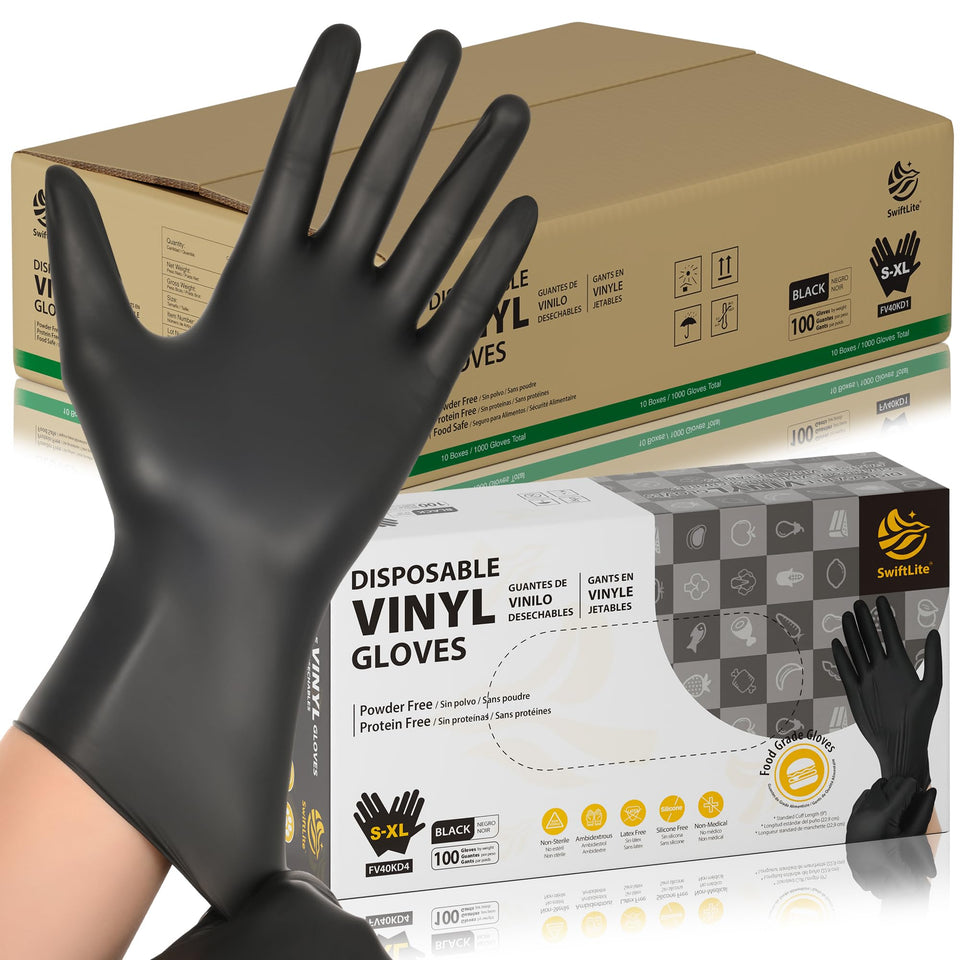 SWIFTLITE black gloves in box packaging for bulk use