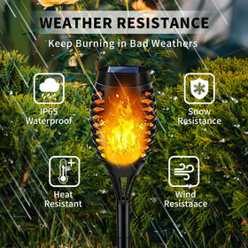 Swingers torches withstand rain and frost thanks to waterproof ABS construction.