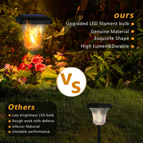 Swingers solar torch flame six-pack along garden pathway lighting