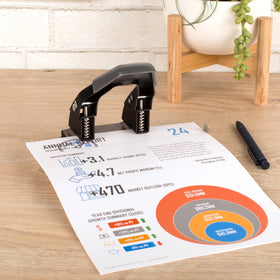 Swingline 2-Hole Punch comfort-handle with padded grip for reduced fatigue during use