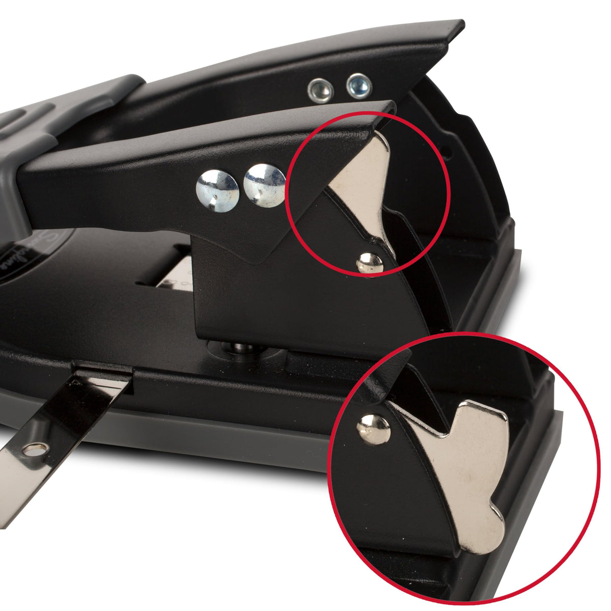 Swingline 2-Hole Punch non-skid base keeps the punch steady