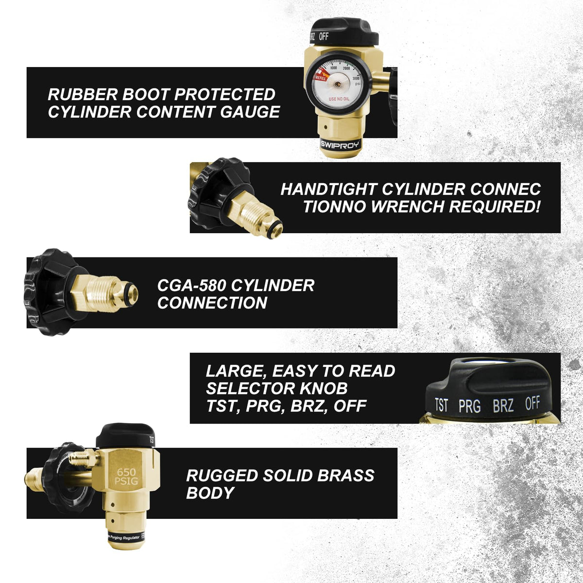 SWIPROY VN-650 1/4 inch SAE flare outlet for secure connection
