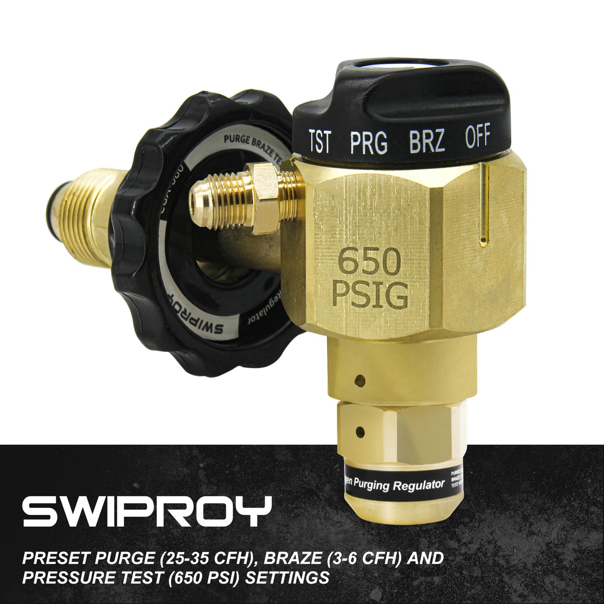 VN-650 purge setting indicator showing preset flow ranges for precise control