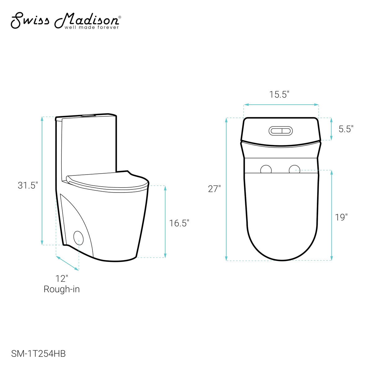 Swiss Madison St Tropez dual flush controls for water savings