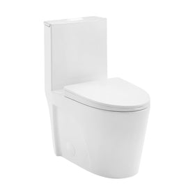 Swiss Madison St Tropez toilet front view with skirted trapway for easy cleaning.