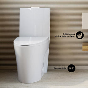 St Tropez toilet side profile showing comfort height and elongated bowl.