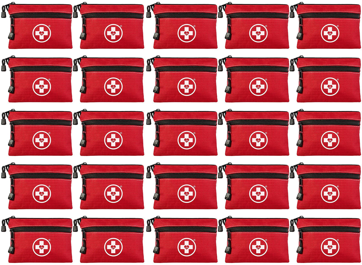 Swiss Safe 64-piece first aid kit open case showing organized contents for quick access