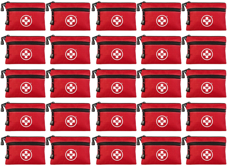 Swiss Safe 64-piece first aid kit open case showing organized contents for quick access