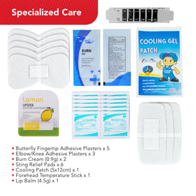Car emergency setup with Swiss Safe first aid kit for road trips