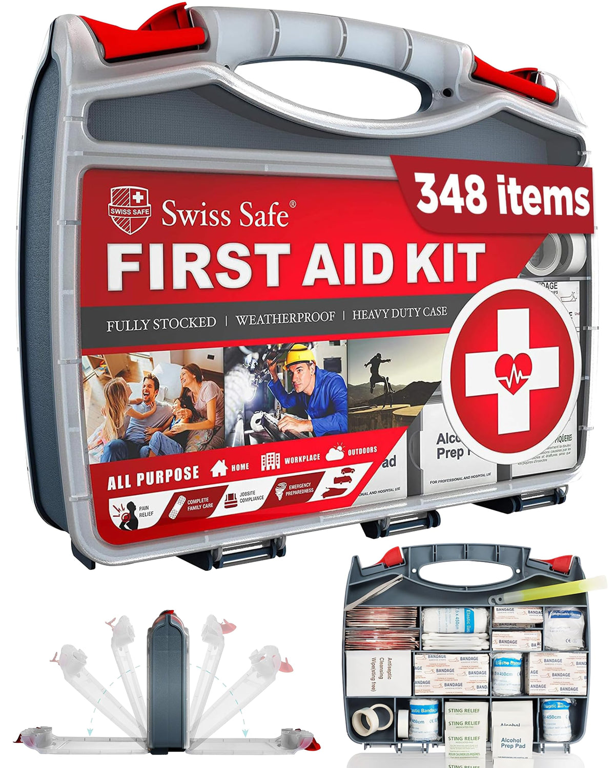 Swiss Safe hardcase first aid kit keeps supplies protected on outdoor adventures.