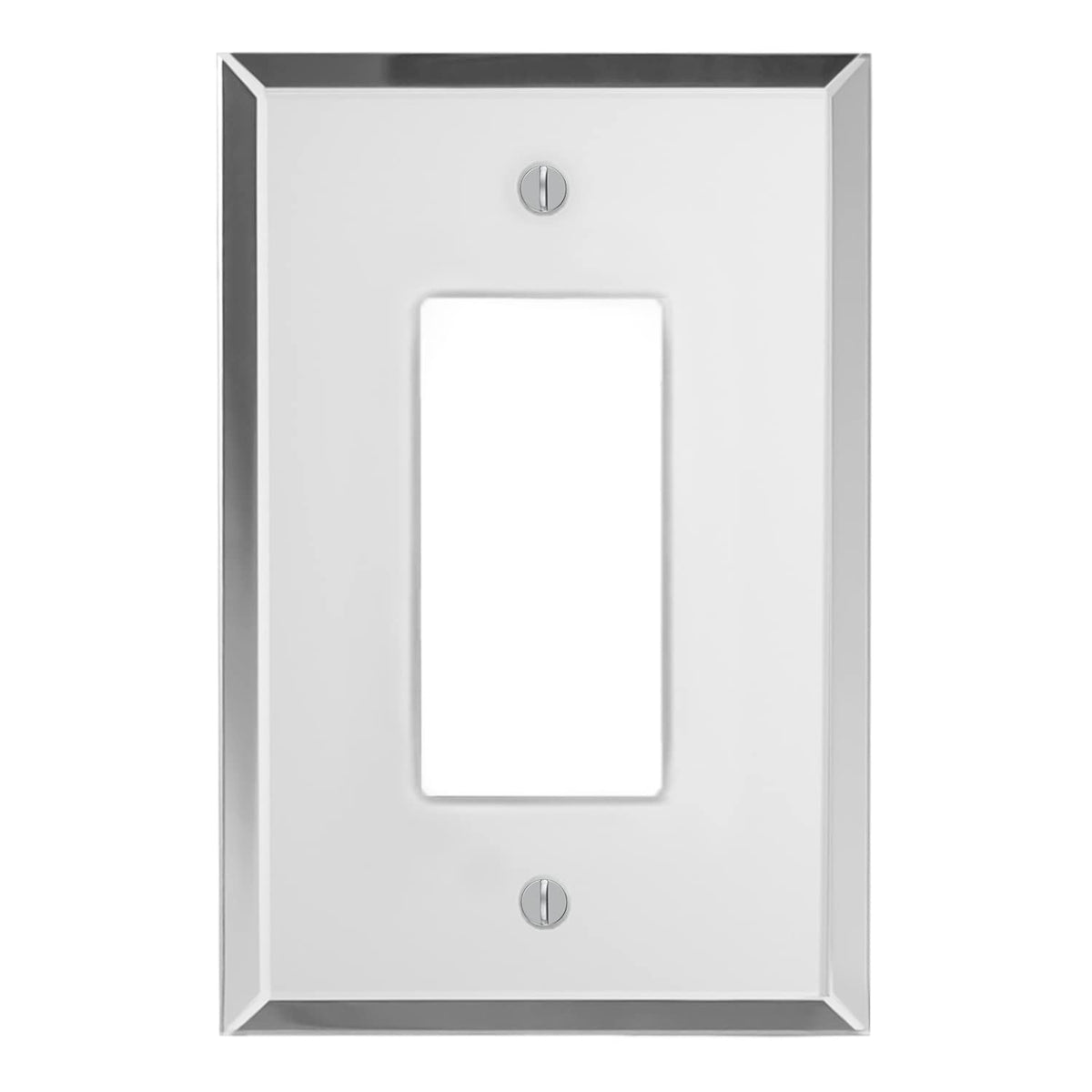 Switch Hits 1GFI Rocker plain glass switch plate in front view shows modern durability.