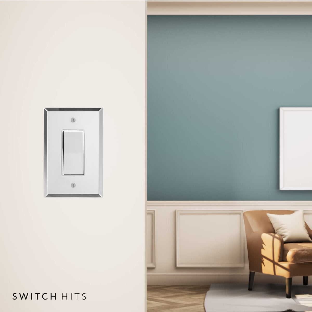 Switch Hits 3-5x5-25-inch glass plate adds contemporary flair to any room.