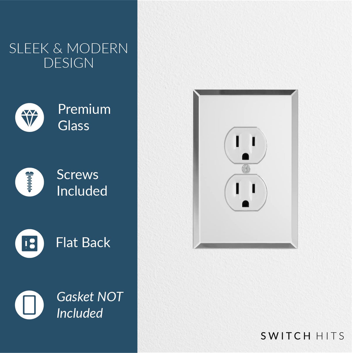 Switch Hits glass mirror plate adds a bathroom application with a luxury mirror finish.