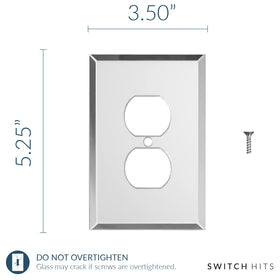Switch Hits glass mirror plate includes matching screws for secure installation.