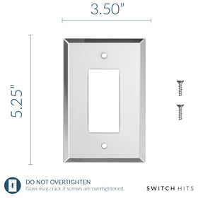 Switch Hits plain glass switch plate side profile highlights slim profile and universal fit.