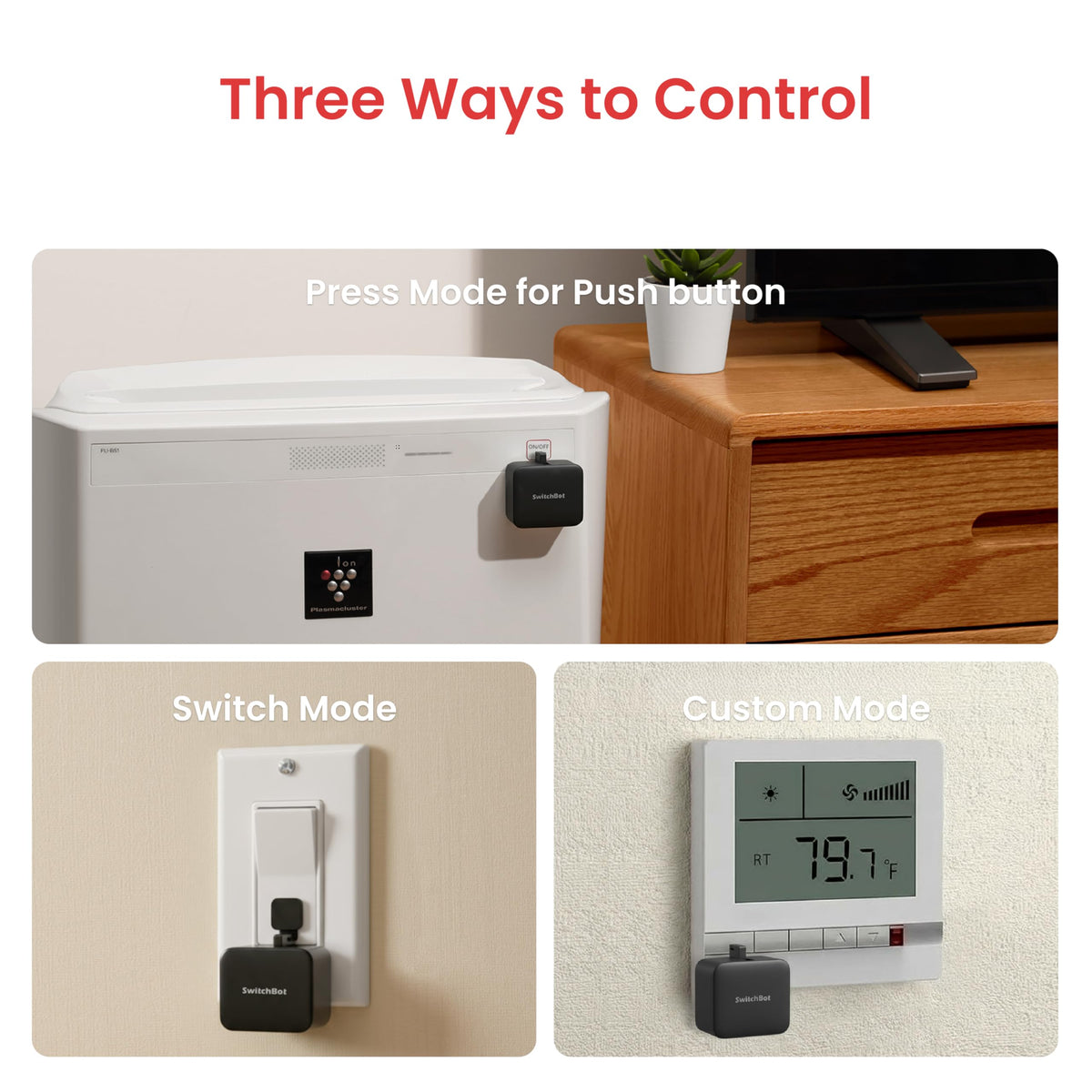 App scenes and automation integrate SwitchBot ecosystem for smart rooms.