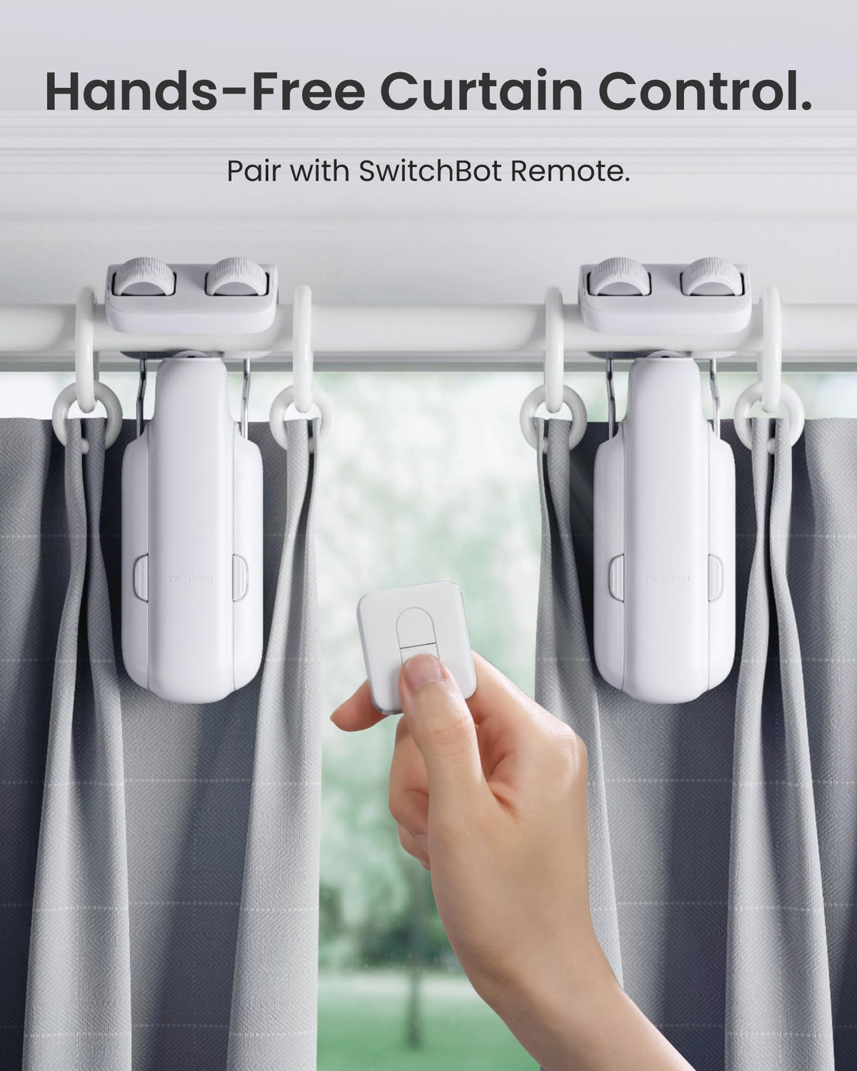 SwitchBot curtain control via Bluetooth and Wi‑Fi for convenient use anywhere.
