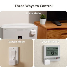 SwitchBot button pusher mounting adhesive setup demonstrates fast, tool-free installation on smooth surfaces.