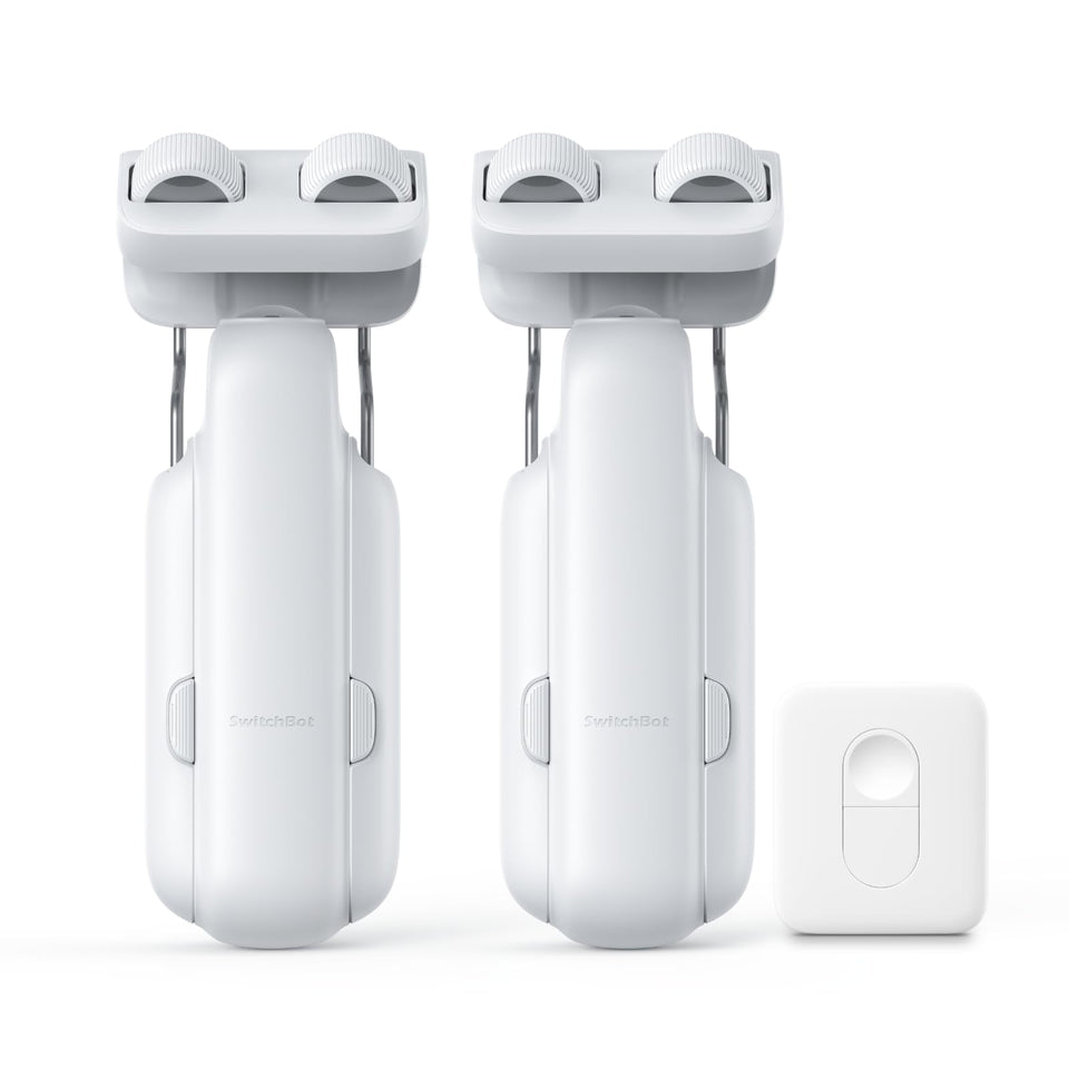 SwitchBot Curtain Opener 3-Rod Setup shows easy no-tool installation for any room