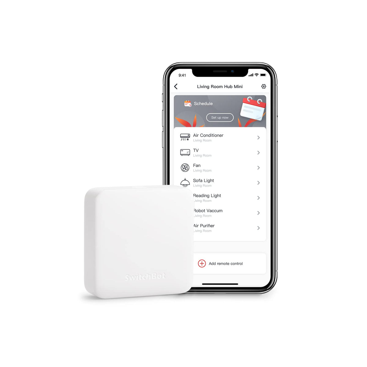 SwitchBot Hub Mini setup in the app enables quick pairing and control.